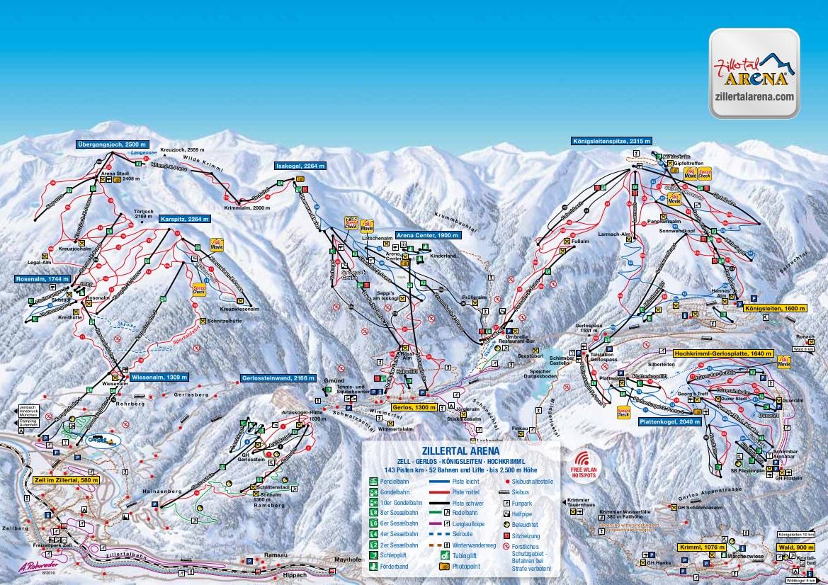 Zell am Ziller ski map