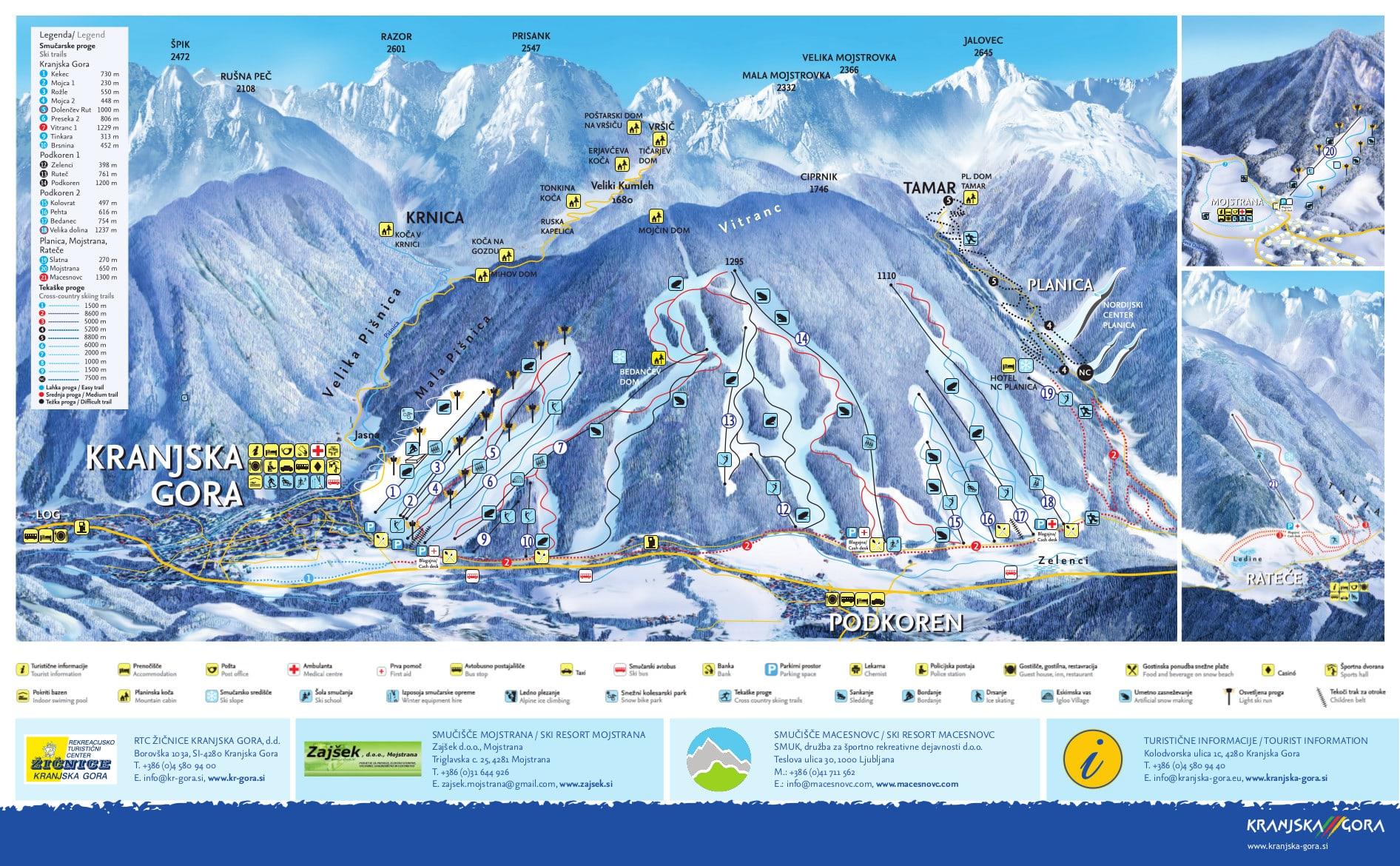 Kranjska Gora ski map